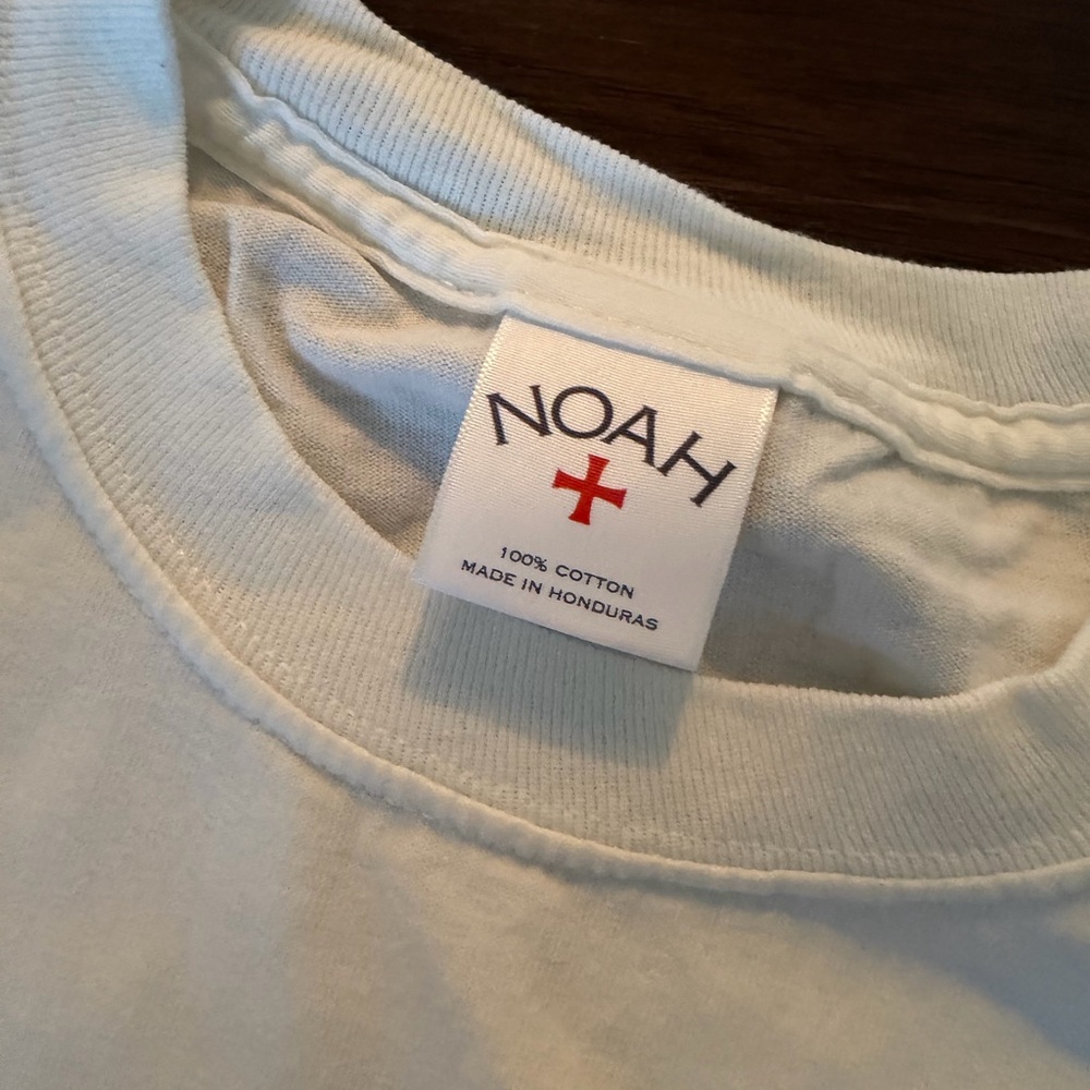 Noah NYC White T-Shirt with Navy Logo and Red Anchor - Picture 2 of 3